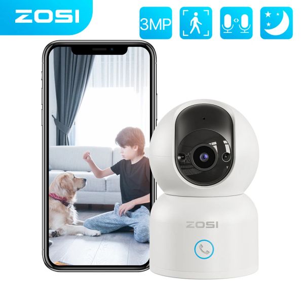 Control Zosi Pan de interiores/Tilt Smart Security Camera C518 2k 360 grados Pet Monitor 2.4G/5G Dualband Cam Wifi Home With Phone App