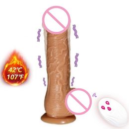 Controle remoto empurrar vibradores para mulheres pnis realistas lsbica brinquedo sexyo mquina de silicone grande masturb