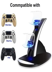 Controller Charger PS4 LED Dual Dock Mounts USB -oplaadstandaards voor PlayStation 4 PS4 Slim Pro Gaming Wireless Controller Game4437522