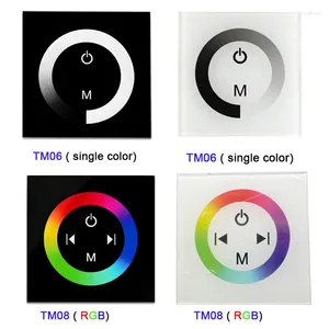 Contrôleurs DC12V-24V mural TM06 TM08 couleur unique/RGB LED panneau tactile contrôleur verre gradateur pour bande lumineuse