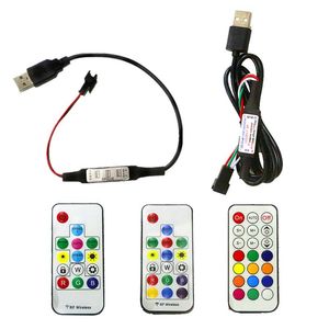 Contrôleurs DC5V USB Pixel LED bande télécommande Mini 3key RF 14key 17key 21key pour WS2812B SK6812 polychrome