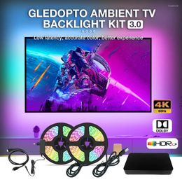 Contrôleurs Gledopto Ambient TV Backlight Kit 3.0 Strip Light RGBIC HDMI-compatible SYNC Box Set Changement de couleur Profitez de l'éclairage Support 4K