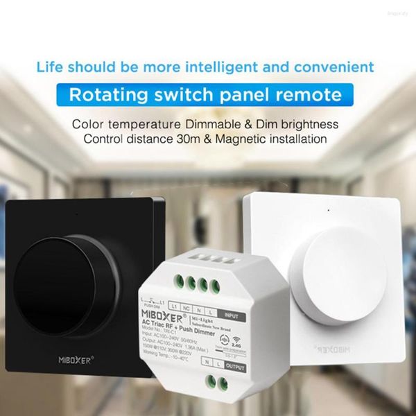 Controladores Miboxer K1 K1B TRI-C1 Panel de interruptor giratorio Remoto AC Triac RF Push Wifi BRILLOR DE ASIGNO Temperatura de color para LED Buld