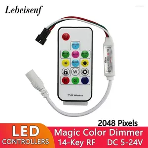 Contrôleurs SP103E LED contrôleur de couleur magique 2048 pixels gradateur DC5-24V avec télécommande RF 14 touches pour barre lumineuse RGB adressable WS2812B