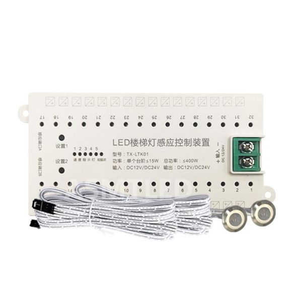 Controladores Lámpara de escalera Dispositivo de control de inducción 12V 24V Regulable 32 vías Diseño de puerto Dupont Sensor de movimiento PIR Tira de luz de paso Cont5535345