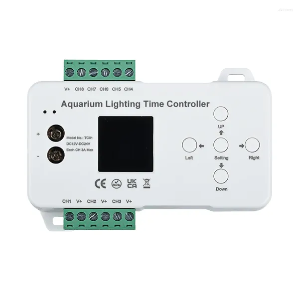 Contrôleurs TC01 Contrôleur de temps d'éclairage d'aquarium DC 12V 24V 8CH PC Programmable Fish Tank LED Contrôleur de bande mieux que TC420 TC421