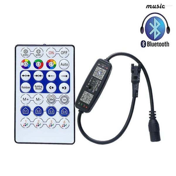 Contrôleurs WS2812B Pixel Controller Smart APP Bluetooth Music Control Avec Mic 28Keys Remote Pour WS2812 SK6812 WS2811 Tape Lights USB 5V