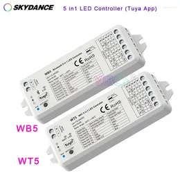 Controllers WT5 WiFi / WB5 Bluetooth-compatibel RGB RGBW CCT Enkele kleur 5 in1 LED-verlichting Controller RF-afstandsbediening Tuya-bediening 12V 24V