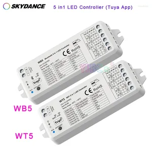 Contrôleurs WT5 WiFi / WB5 compatible Bluetooth RGB RGBW CCT couleur unique 5 en 1 LED contrôleur de lumières RF télécommande Tuya 12V 24V