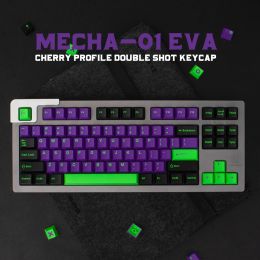 Commandes 171 touches G Clones Mecha01 Eva Keycaps Cherry Profile Keycap Double Shot pour clavier mécanique 1.75u 2u Shif Iso Enter Key