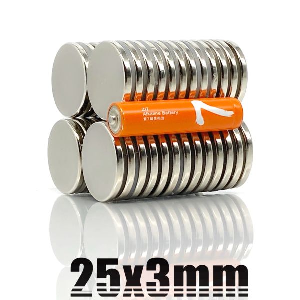 Contrôles 2/5/10/20 PCS 25x3 Round NDFEB NEODYMIUM MAGNET N35 Super puissant Imanes Disque magnétique permanent 25 * 3