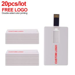 Bedieningselementen 20 stcs/kavelvrije aangepaste USB Flash -creditcard USB Flash Drive 4GB 8GB Penaandrijving 16GB Memory Stick U Disk 32 GB 64 GB Pendrive