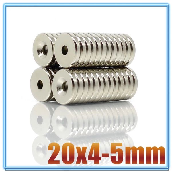 Contrôles 2100pcs 20x45 mm aimants puissants 20 * Trou 4 mm 5 mm Small Permanent Round Cortersunk Neuodymium Magnet Magnet 20 * 45