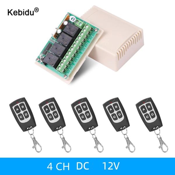 Controles 433MHz DC 12V 4CH Relé Relé receptor y transmisor EV1527 RF Interruptor de control remoto inalámbrico RF para el motor de luz de garaje DIY