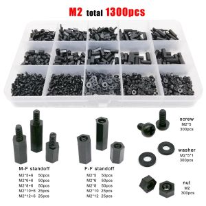 Contrôles 445 / 1300pcs M2 M2.5 M3 M4 Nylon en nylon en nylon en plastique noir