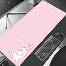 Tapis de souris chat avec contrôles, pour ordinateurs portables de jeu, Anime City Night, accessoires de jeu Kawaii, configuration Xxl, pour ordinateur portable de Gamer