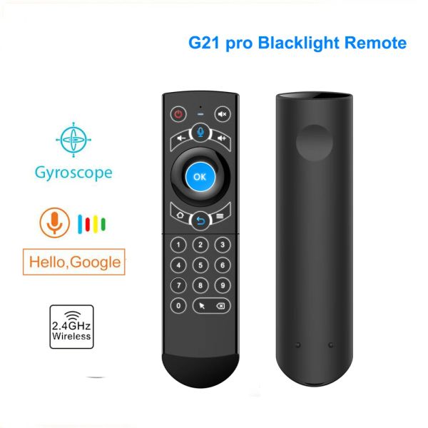 Contrôles G21 pro rétro-éclairé Google Voice Air Mouse 2.4 GHZ g21s télécommande sans fil airmouse pour Xiaomi Mag 250 322 HTv 5 android Tv Box