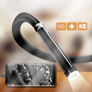 Contrôles HD USB C Endoscope Semi Rigid Cable étanche 7 mm Lens 6leds Light Snake Endoscope Caméra pour Android Phone PC