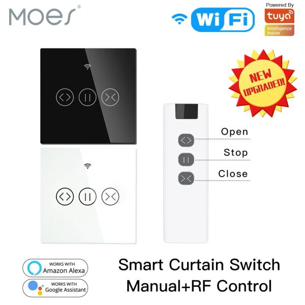 Commandes Moes Wifi Rf433 Smart Touch Rideau Stores Enrouleurs Interrupteur Moteur Tuya Smart Life App Télécommande Fonctionne avec Alexa Google Home