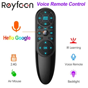 Contrôles Q6 Pro Voice Remote Control 2.4g Souris d'air sans fil avec apprentissage IR rétro-éclairé du gyroscope pour Android TV Box H96 Max X96 MAX TX6S