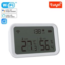 Regelt tuya wifi zigbee temperatuur vochtigheidssensor lux lichtdetector indoor hygrometers thermometer met LCD -scherm werkt met Alexa