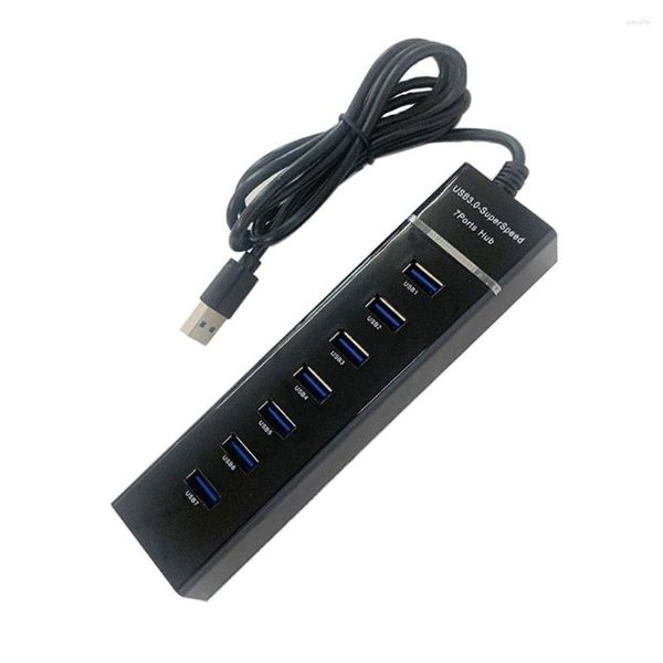 Lumières LED pratiques 7 ports bureau à domicile haute vitesse ABS USB Hub ordinateur accessoire téléphone portable pour ordinateurs portables Plug Play charge