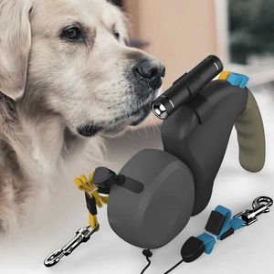 Pratique Chiens de compagnie Laisse Animaux Chats Chien rétractable automatique Double côtés Corde de laisse avec accessoires de chien de lumière LED 210712