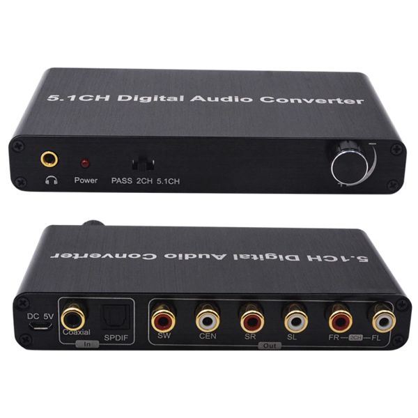 Convertisseur 5.1CH Digital Audio Converter SPDIF Entrée en 5.1 Channel Audio Digital Sound Decoder Converter Compatible pour Dolby Decoding