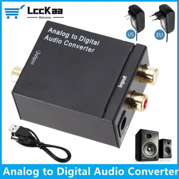 Convertisseur ADC Analogue au convertisseur audio numérique Analogue en fibre optique Signal coaxial ADC SPDIF stéréo 3,5 mm Jack 2 * RCA Amplificateur Decodeur