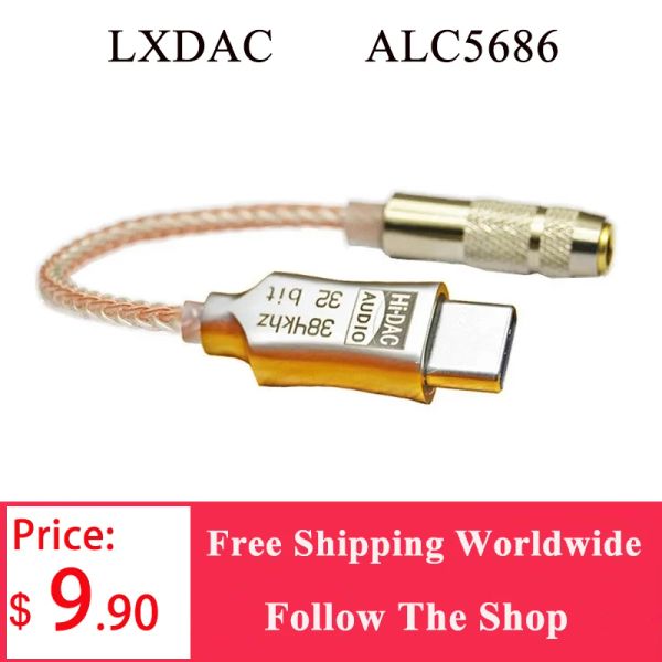 Convertisseur ALC5686 USB Type C à 3,5 mm DAC Amplifie AMP AMP Digital Decoder AUX Audio Cable HiFi Adaptateur Convertisseur Android