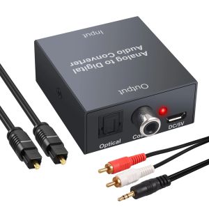 Convertisseur analogique vers le convertisseur audio numérique R / L RCA 3.5 mm AUX TO COAXIAL TOSLINK Adaptateur audio optique pour PS3 Xbox