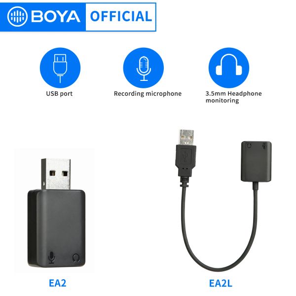 Convertisseur Boya Byea2/ea2l Usb carte son externe ordinateur de bureau Usb à 3.5mm casque Microphone boîte Audio adaptateur accessoires