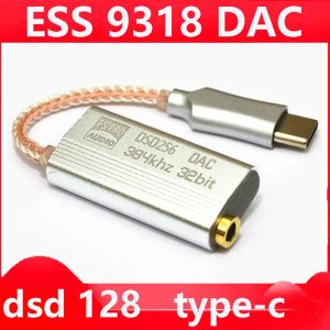 Convertisseur DAC ES9318 Amplificateurs de casque Hifi Decoding Adapter Carte Sound pour iPhone iOS Android Win10 Type C Lightning à 3,5 mm Decoder