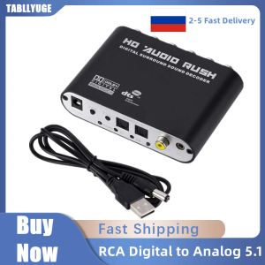 Converter Digital to Analog 5.1 Channel Stereo AC3 Audio Converter DAC Converter Optical SPDIF Coaxiale aux 3,5 mm tot 6 RCA -geluidsdecoder