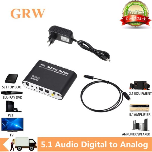 Convertisseur Grwibeou 5.1 Ch numérique à analogue Amplificateur de décodeur CONVERTER AUDI