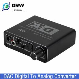 Converter Grwibeou Hifi DAC AMP Digitale naar analoge audioconverter RCA 3,5 mm hoofdtelefoonversterker Toslink Optische coaxiale uitgang DAC 24bit