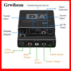 Convertisseur Grwibeou Hifi DAC ampli numérique vers un convertisseur audio analogique RCA 3,5 mm amplificateur