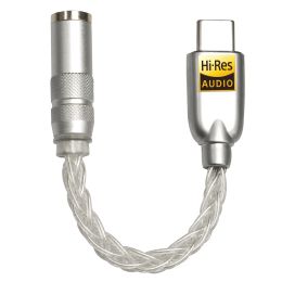 Convertisseur HD USB Type C à 3,5 mm Amplificateurs d'écouteurs Adaptateur HIFI DAC Amplificador Digital Decoder Decoder Pure Silver Cable