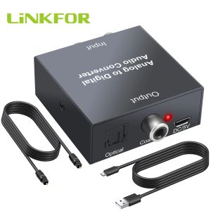 Convertisseur LinkFor Analog to Digital Audio Converter pour PS3 Xbox R / L 2RCA 3.5 mm AUX TO Digital Coaxial Toslink SPDIF Adaptateur audio optique