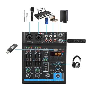 Converter Mixer 4Channel USB -interface, DJ Sound Controller met BluetoothCompatible SoundCard voor computer