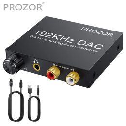 Convertisseur Prozor 192KHz numérique à analogique Convertisseur audio Volume réglable DAC DAC Optical To RCA 3,5 mm Jack Converter avec câble USB