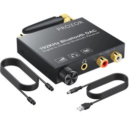 Convertisseur Prozor 192KHz Digital to Analog Audio Converter avec Bluetooth 5.0 Récepteur Prise en charge optique coaxial à RCA 3,5 mm Jack Audio