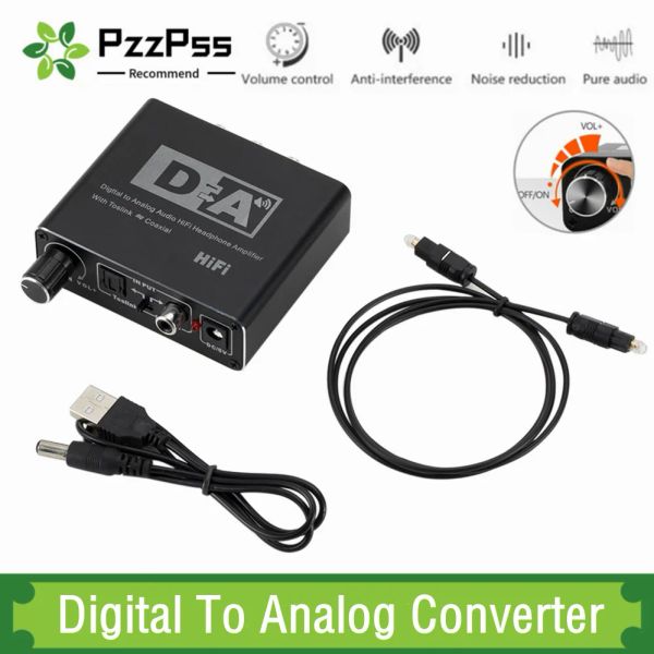 Convertidor PZZPSS HIFI DAC DIGITAL A AUDIO AUDIO AUDIO CONVERTOR RCA 3.5 mm Amplificador de auriculares Toslink Optical Coaxial Salida portátil Portable DAC