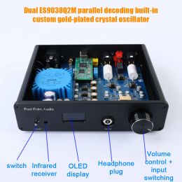 Converter Rod Rain Audio DA10 Audio Decoder Bluetooth -hoofdtelefoonversterker Dual ES9038Q2M DAC QCC5125 LDAC Amanero USB -kaart DSD512 TPA612A2