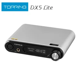 Converter Topping DX5 Lite Decoder ES9068As*2 Amplificador de auriculares DAC DSD512 768kHz LDAC/USB/Optical/Coaxial Entrada XLR/RCA/6.35 mm Salida