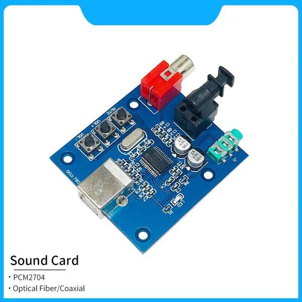 Convertisseur USB Sound Carte PCM2704 PUPE AVEC COAXIAL OPTICAL FIBRE AUX SORTIE AUDODER DÉCODER USB TYPEB ENTRÉE POUR L'ORDINATEUR PC