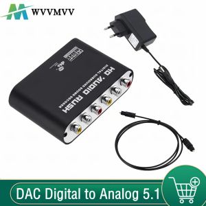 Convertisseur WVVMVV AC3 Audio numérique à analogique 5.1 canal stéréo DAC convertisseur optique SPDIF COAXIAL AUX 3,5 mm à 6 Amplificateur de décodeur RCA