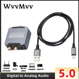 Converter WVVMVV Digital a Audio Analógico Adaptador Converter Fibra óptica Toslink Señal coaxial al amplificador de decodificador RCA RC con Bluetooth