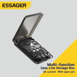Convertisseurs Essager 4 en 1 USB C vers USB C Cable PD 60W Cordon de données de charge rapide pour iPhone Xiaomi Type C Micro Cable avec boîte de stockage du support