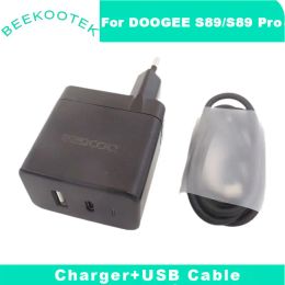 Convertidores Nuevos Doogee S89 Fast Charger Cell Teléfono 65W Charger Quick Tpyec USB Línea de datos de cable para Doogee S98 Pro Smart Phone